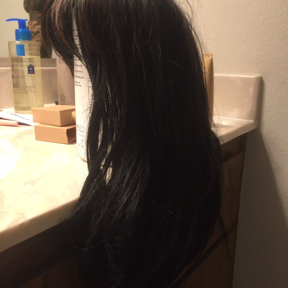 KALYSS Synthetic Wig - Long Hair with Bangs (Brown)